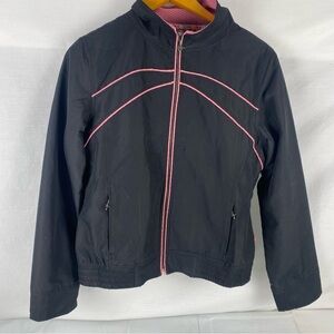 Y2K Sweaty Betty Zip Up Track Jacket Black Pink Sporty Girl Large